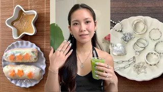 vlog: jewelry tour, yearning for fall, banana bread matcha, & self sabotage... ⋆˚꩜｡⭑
