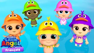 Les 5 Petits Canetons dans l’eau | Comptines avec Bébé Louis | Little Angel Français