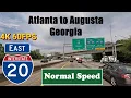 4K Drive Atlanta to Augusta Georgia I 20 East Interstate 20 East