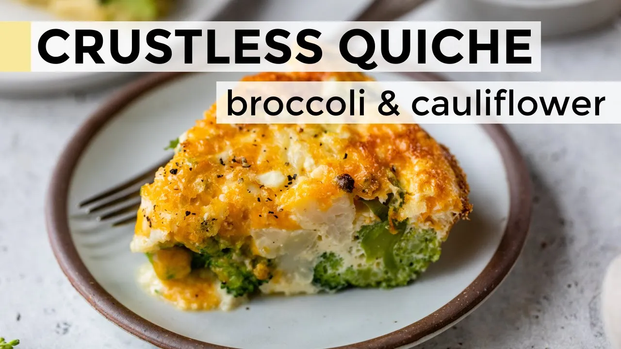 EASY CRUSTLESS QUICHE   with broccoli and cauliflower