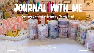 ASMR Journaling + Scenery PET Tapes  Haul | Spring Journal ft @mooboomplanner 