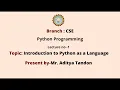 Python Programming Introduction to Python as a Language AKTU Digital Education