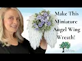 How to Make a Mini Angel Wing Wreath for a grave wreath attachment or Christmas tree topper