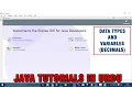 Java Tutorial In - DataTypes And Variables Decimals