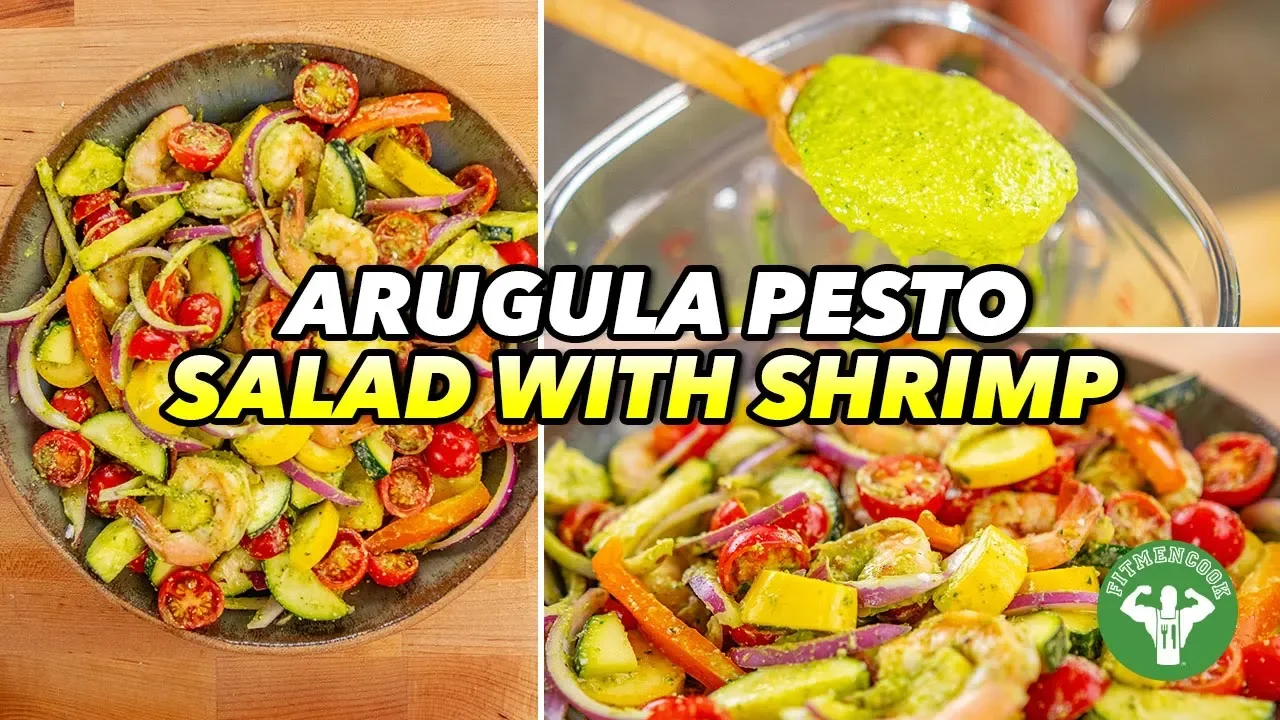 Arugula Pesto Salad Recipe with Shrimp