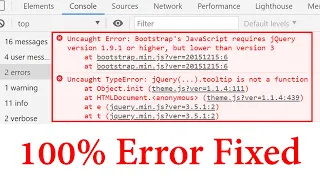 How to fix Uncaught Error Bootstrap s JavaScript requires jQuery version 1 9 1 or higher Fixed