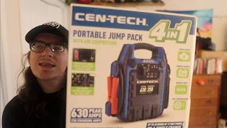 CEN-TECH 4 in 1 portable jump pack unboxing and review