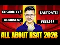 URGENT RSAT 2026 Last Date Out How To Fill RSAT Application Forms 2026 BBA Btech Psychology