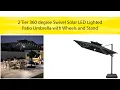 Pellebant 360 Swivel Solar LED Lighted Patio Umbrella with Wheeled Stand