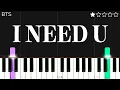 Download Lagu BTS - I NEED U | EASY Piano Tutorial
