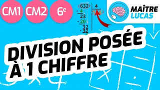 Poser Une Division à Un Chiffre Au Diviseur CM1 CM2 Cycle 3 Maths Calculs 