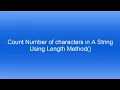 Java SE String Count Number of Characters in a String