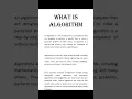 what is algorithm