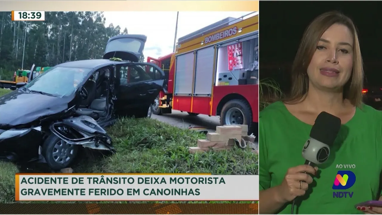 Acidente de trânsito deixa motorista gravemente ferido em Canoinhas