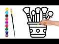 Makeup brush easy coloring page for kids page color art