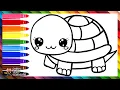 How to Draw a Turtle Drawing and Coloring a Cute Turtle Drawings for Kids