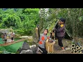 Homeless girl and homeless old woman make bamboo tubes to catch and harvest fish
