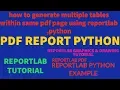 REPORTLAB REPORTLAB PYTHON TUTORIAL How To Generate multiple tables in PDF Using Python PART 55