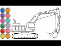Glitter Excavator drawing and coloring page for kids For Children