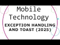 Android Exception Handling and Toast 2025 Java
