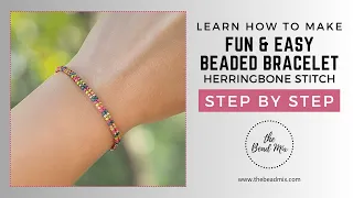 Fun Easy Seed Bead Bracelet with Flat Herringbone Stitch Perfect for Beginners