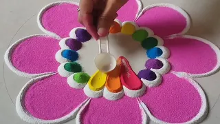 Relax with a Satisfying Sand Rainbow Colors Design Rangolis | Easy Step-by-Step Tutorial for Diwali