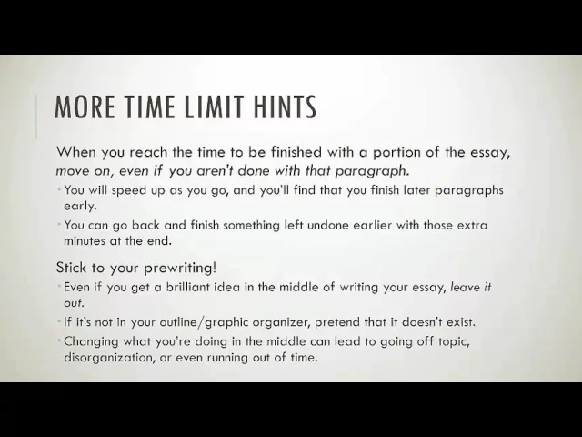 Timed Essay Tips