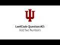 LeetCode Question Add Two Numbers