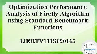 Optimization Performance Analysis of Firefly Algorithm using Standard Benchmark Functions