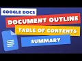 Google Docs Summary Document Outline Table of Contents