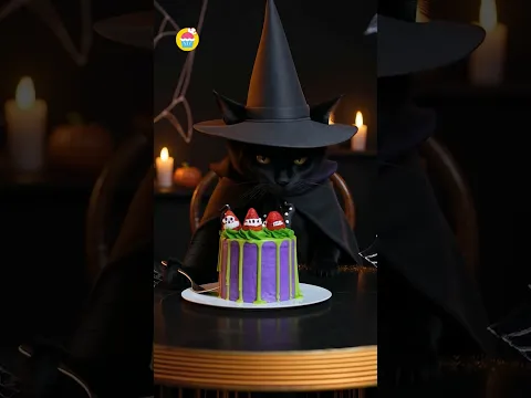 🧙‍♀️La gata bruja hornea un lindo pastel de Halloween 🍰 #shorts #cat #halloween #cake