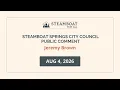 Steamboat For All Storytelling Ambassador Jeremy Brown s Public Comment at City Council
