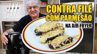 Como Fazer Contrafilé Suculento com Parmesão na Airfryer 🔥 - Tv Churrasco
