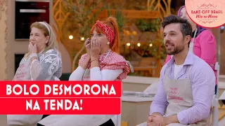 Bolo desmorona na tenda: "Não sei como ficou em pé até agora" | Bake Off Brasil