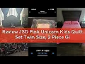 Review JSD Pink Unicorn Kids Quilt Set Twin Size 2 Piece Girls Printed Bedspread Coverlet with Pill