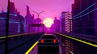 Driving In Retro Futuristic Neon City Screensaver 4K 