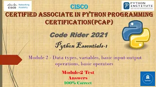 CISCO Python Essentials Answers 1 PCAP Module 2 Test Correct Answers Introduction to Python