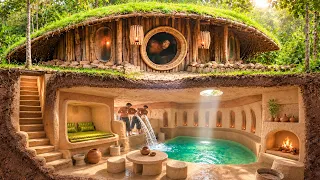 I Build Secret Hidden House Underground Private Pools With Hobbit House Top In Real Life