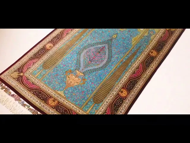 Persian carpet from Qom, 100% silk, Albar Studio, living space size
