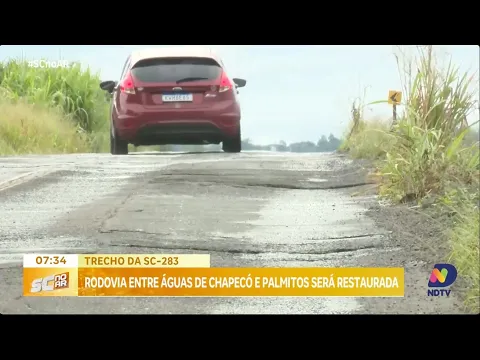 Trecho da SC-283: rodovia na região de Águas Mornas de Chapecó será restaurada