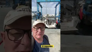 Lifting out for boat work #liveaboard #sailtunisia