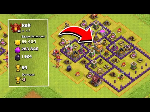 ACHEI UM CV7 VALENDO 54 TROFÉUS E GANHEI 1000 GEMAS GRÁTIS NO PUSH CV7 NO CLASH OF CLANS!
