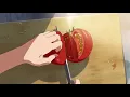 Aesthetic anime cooking ramen with sound effects