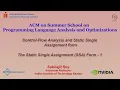 Control-Flow Analyses and Static Single Assignment form - The Static Single Assignment SSA Form
