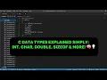 C Data Types Explained Simply int char double sizeof More