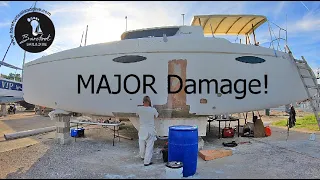 Fixing MAJOR DAMAGE using our Gelcoat Peeler (S2 E40 Barefoot Sail and Dive)