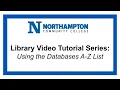 Using the Databases A-Z List Database Selection