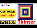 Creating animation by drawing concentric circles rectangles on Tkinter Canvas using random colour