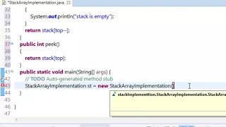 stack implementation using array in java