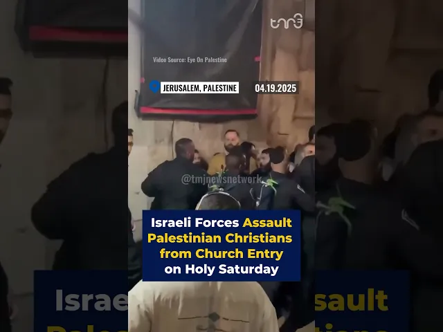 ⁣Israeli Forces Assault Palestinian Christians from Church Entry on Holy Saturday